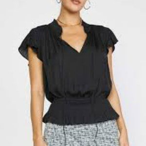Flutter Sleeve Smocked Blouse Current Air
